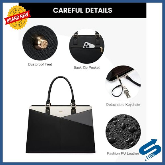 Leather Laptop Tote Bag for 15.6 Inch Computer Business Office Work - Picture 7 of 7